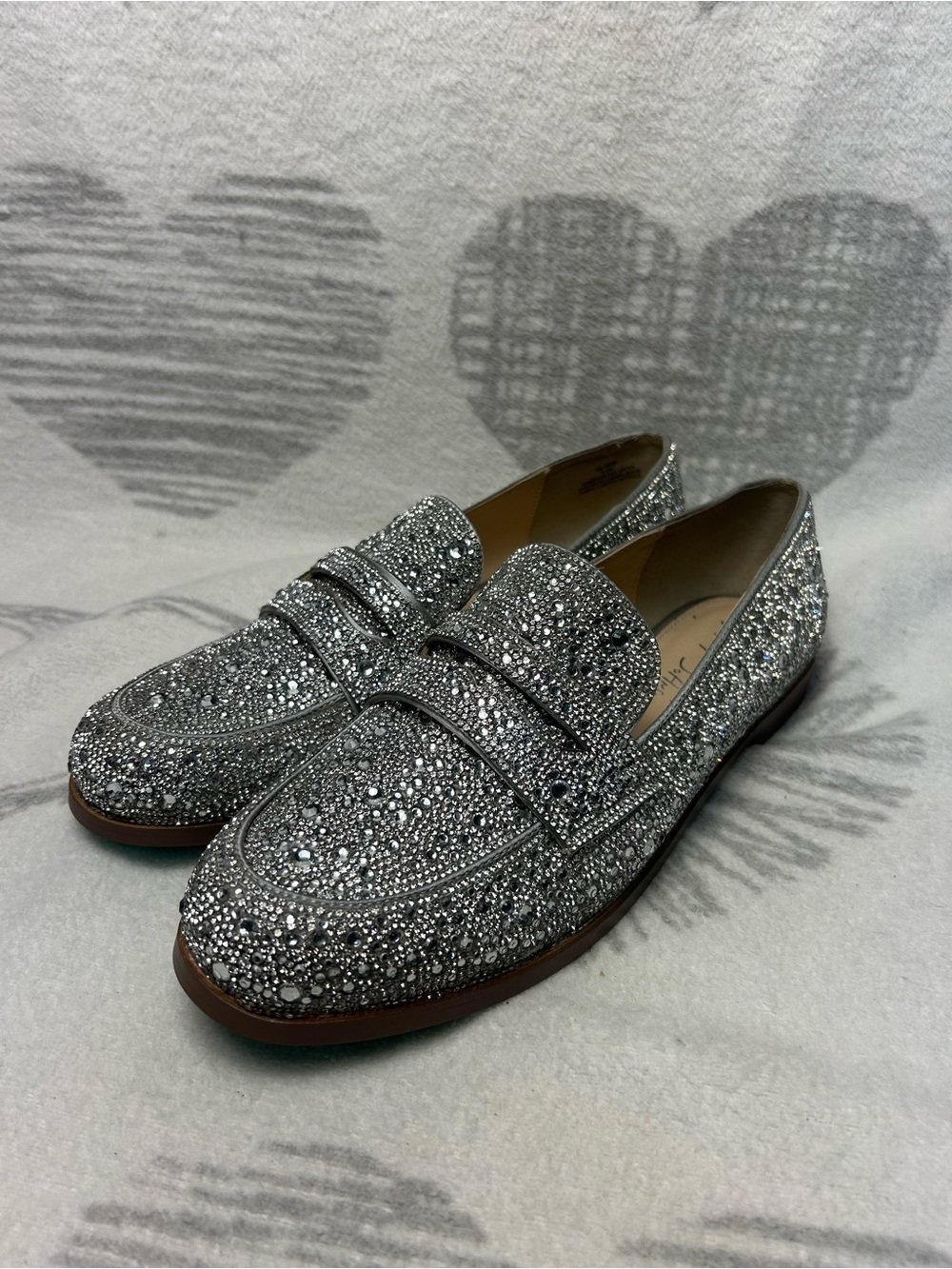 Betsey Johnson Aron Rhinestone Penny Loafer Sz 9.5 NWOT
